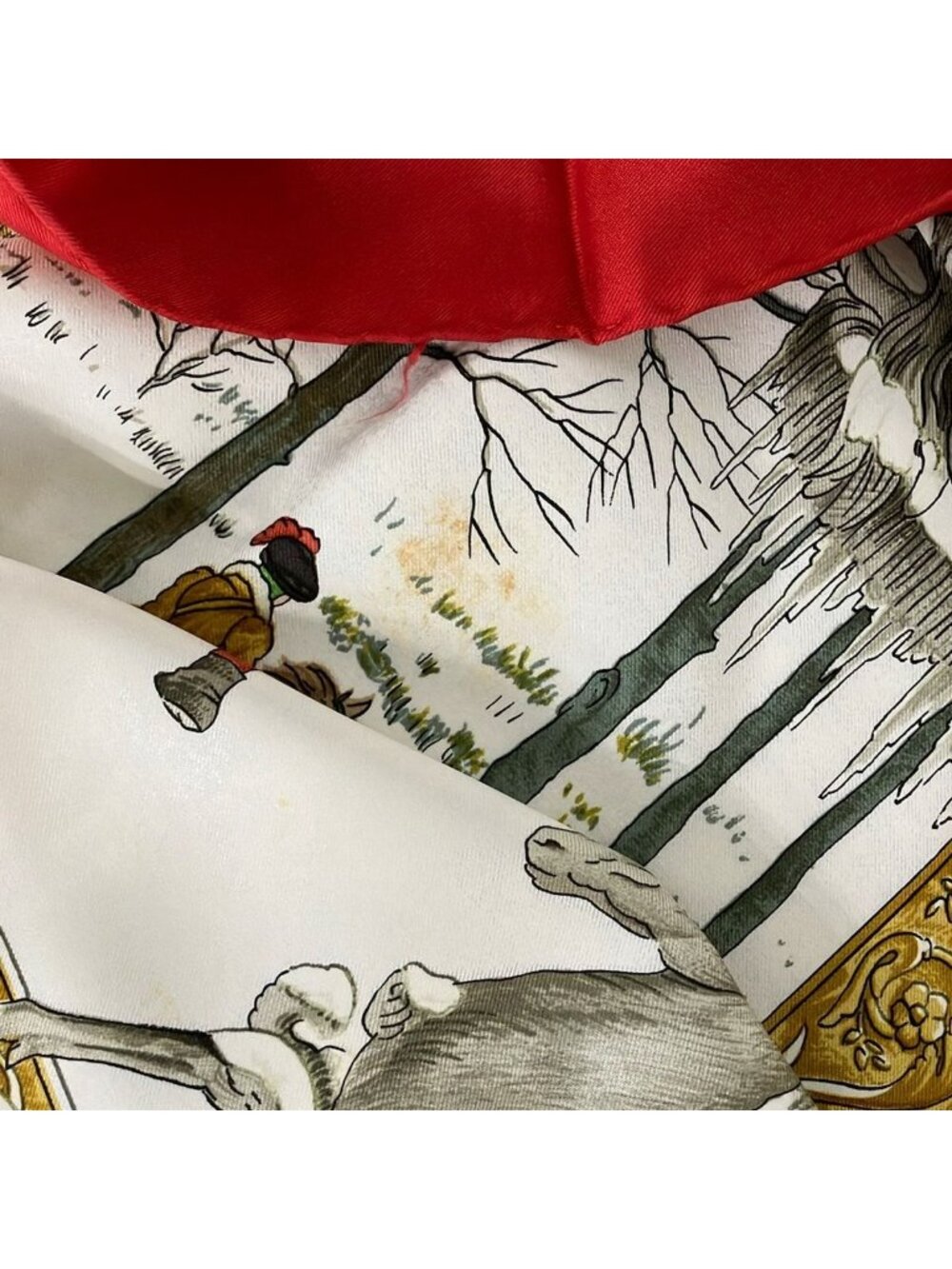Hermes Scarf Carre 90 Red Gold L'hiver - Picture 5 of 5